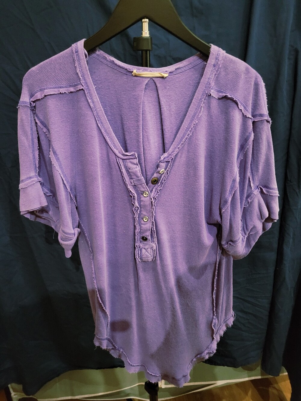 We The Free People Relaxed V-Neck Button Front Women’s Top in Purple